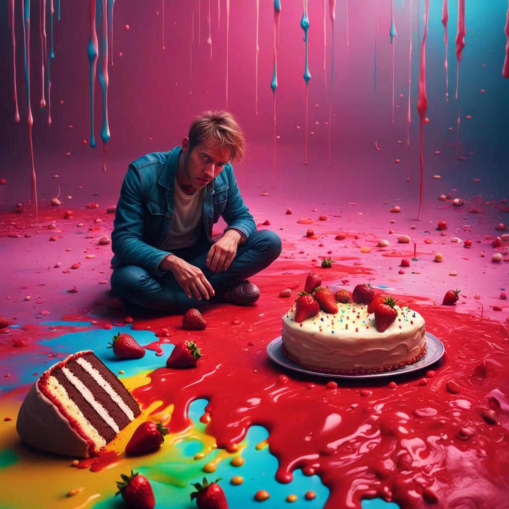 Dramatic Digital Painting: Man Yearning for Cake