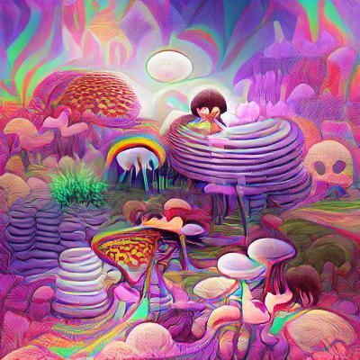 Psychedelic Mushroom Dreamland: A Surreal Landscape