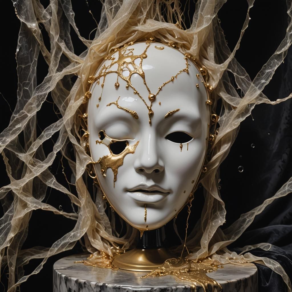 Gothic Surrealism: Comedy Mask on Velvet Pedestal