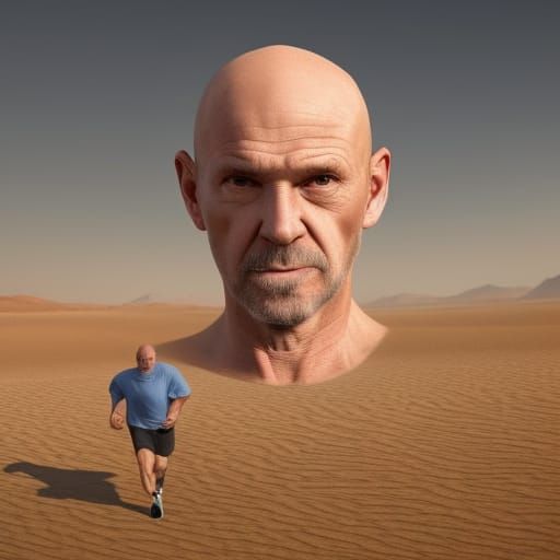 Hyperrealistic Desert Jogger in Digital Art Style
