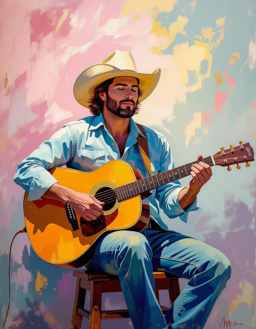 Turtle Country Singer in Impressionistic Style