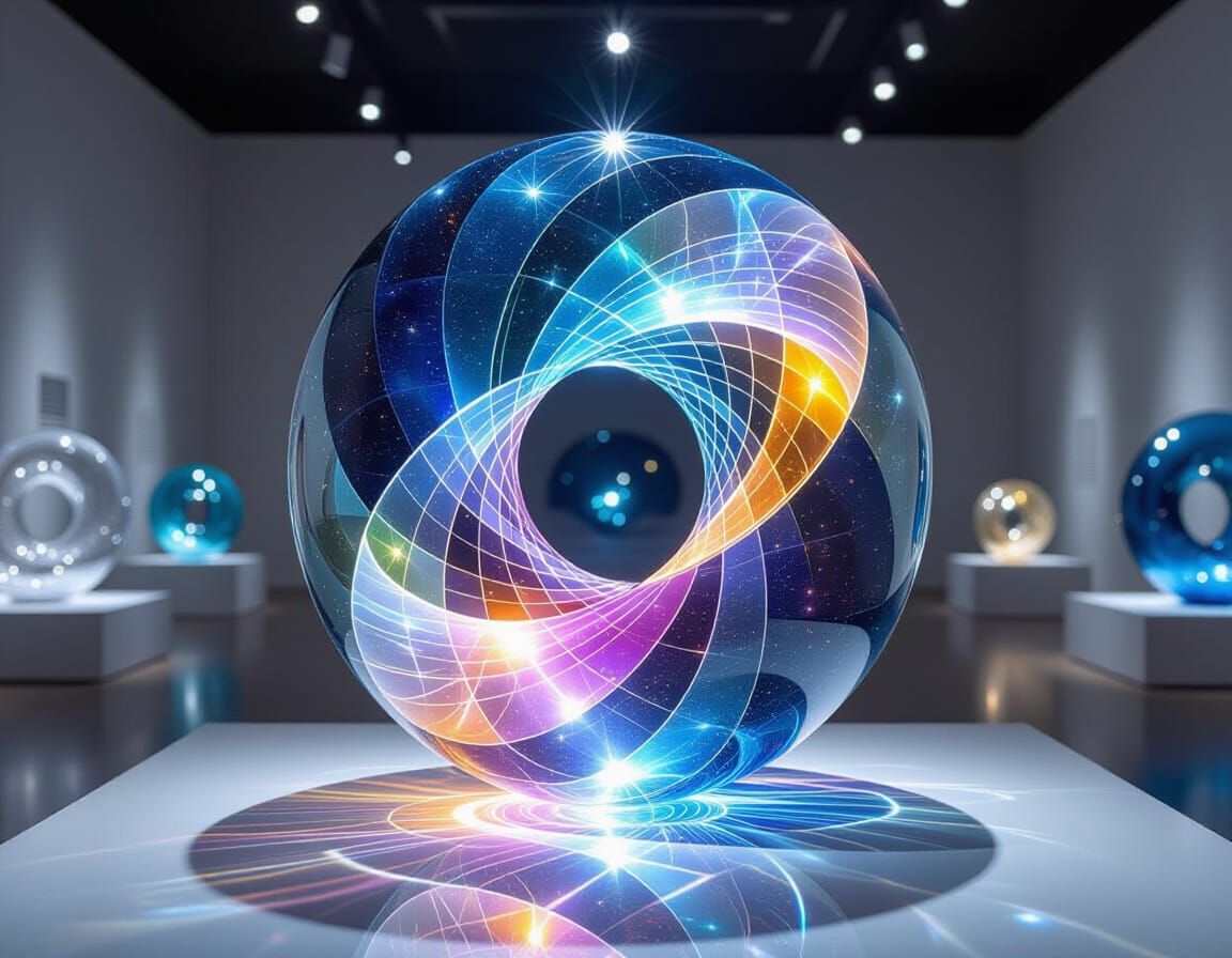 Radiant Glass Mobius in Cosmic Gallery