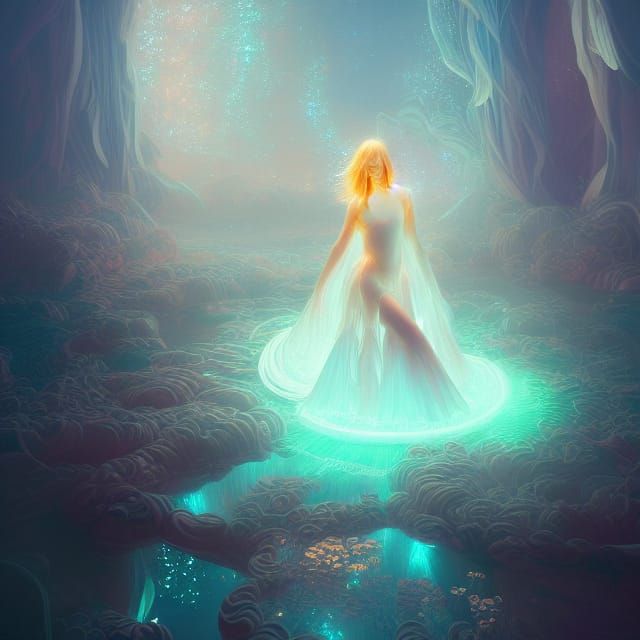 Luminescent Crystal Dreamscape Digital Illustration