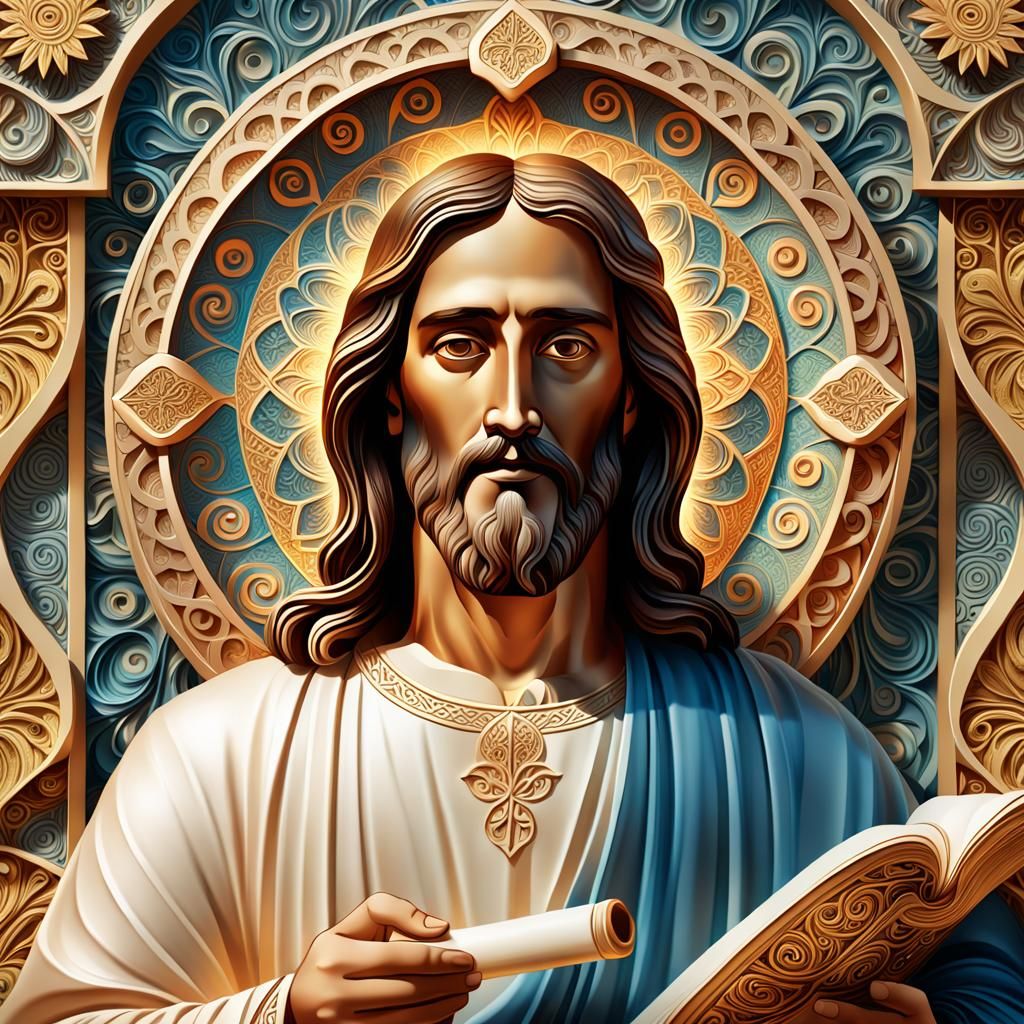 East Orthodox Jesus Icon, Jesus Holding A Scroll