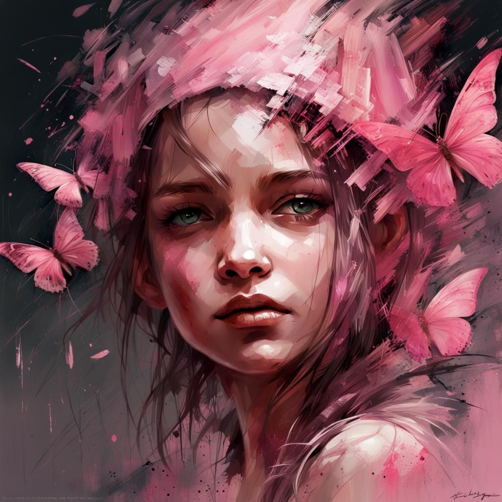 Pink Crystal Girl: Detailed Digital Portrait