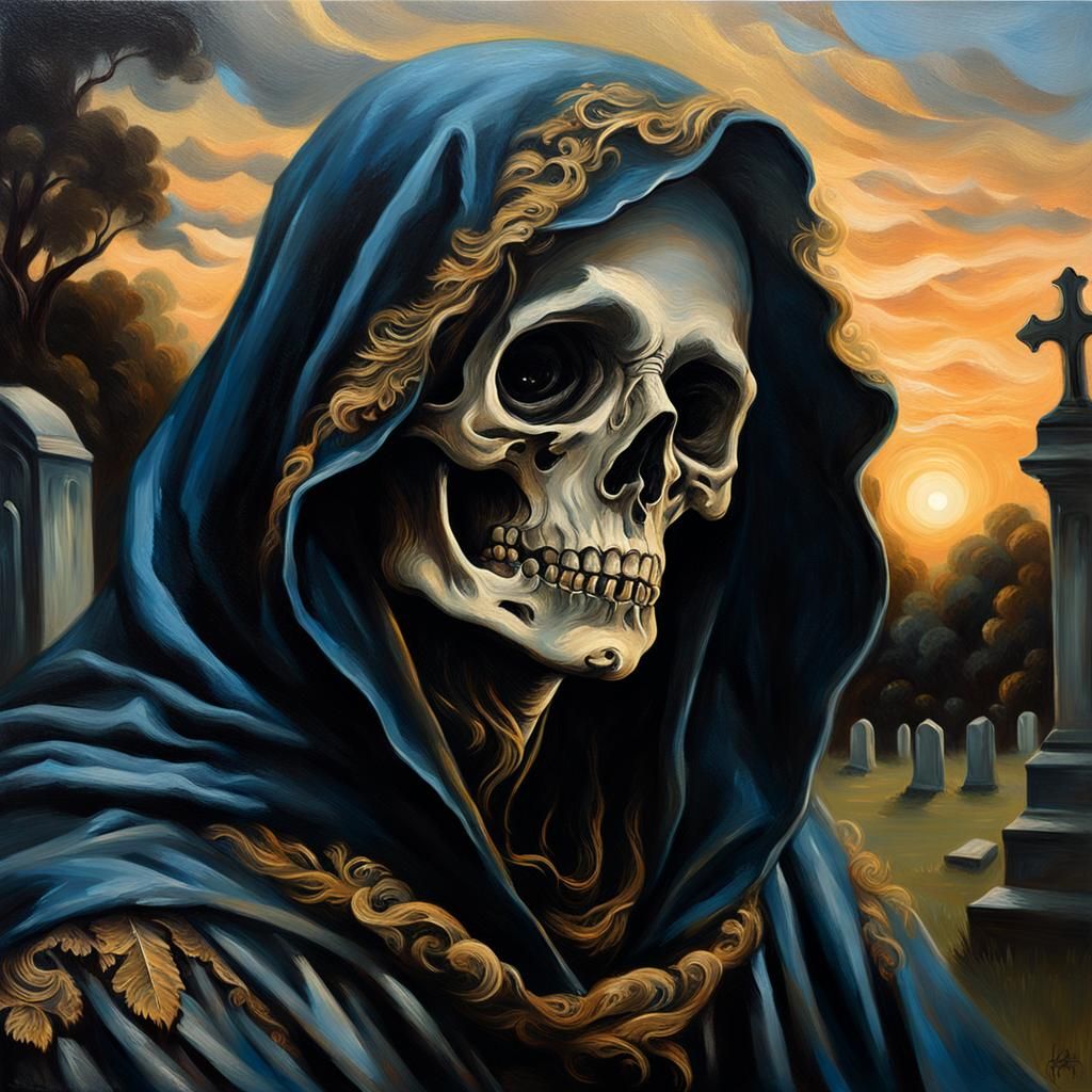 Death in Golden Light: A Dark Romantic Oil Portrait