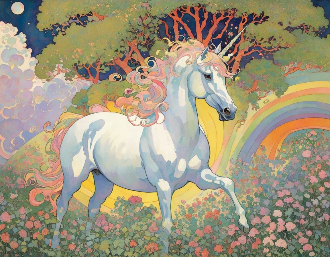 Mythical Summer Unicorn in Vibrant Colors