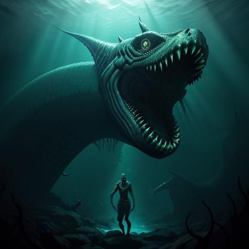 Underwater Horror: Gargantuan Serpent Stalks Swimmer