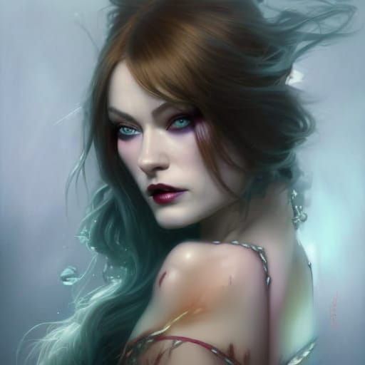 Vampiress Portrait in Hyperdetailed Digital Art Style