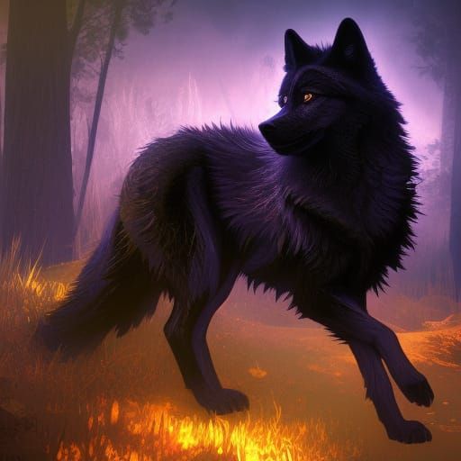 Dark Fantasy Wolf Puppy, Hyperdetailed Concept Art