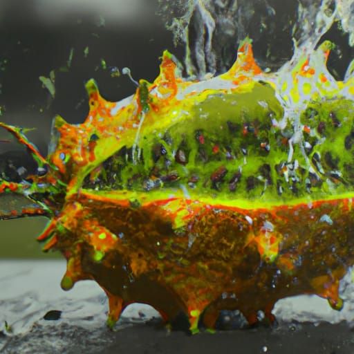 Kiwano Grenade Exploding: Slow Motion Digital Art