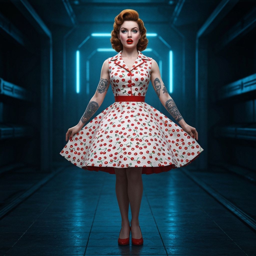 Jewish Spy in Rockabilly Dress with Sci-Fi Elements