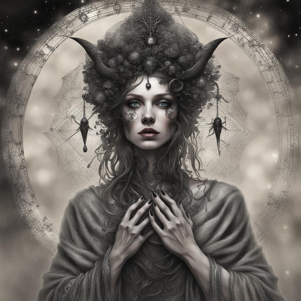 Mystical Witch at the Doorstep: Detailed Matte Painting