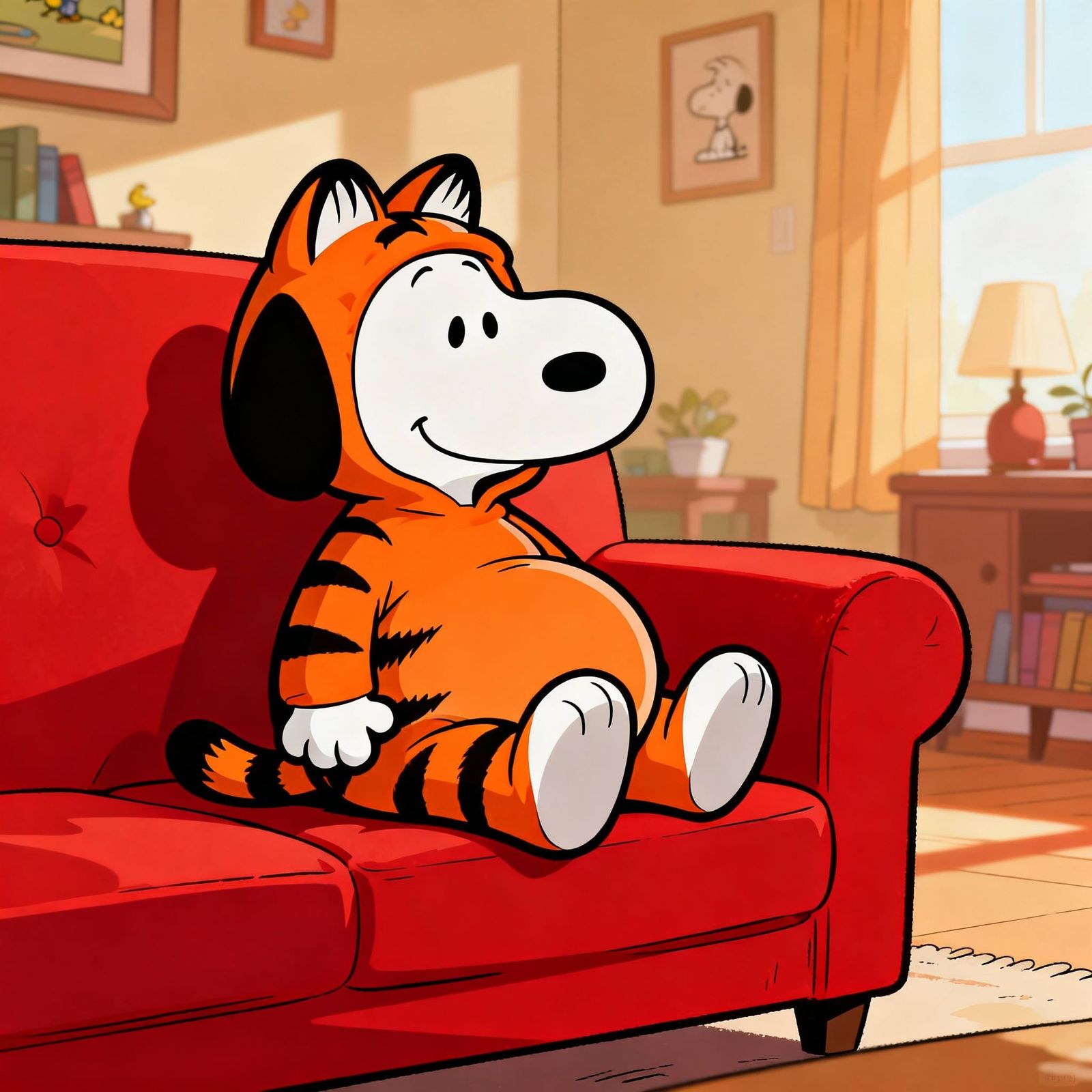 Snoopy as Garfield in Digital Painting Style
