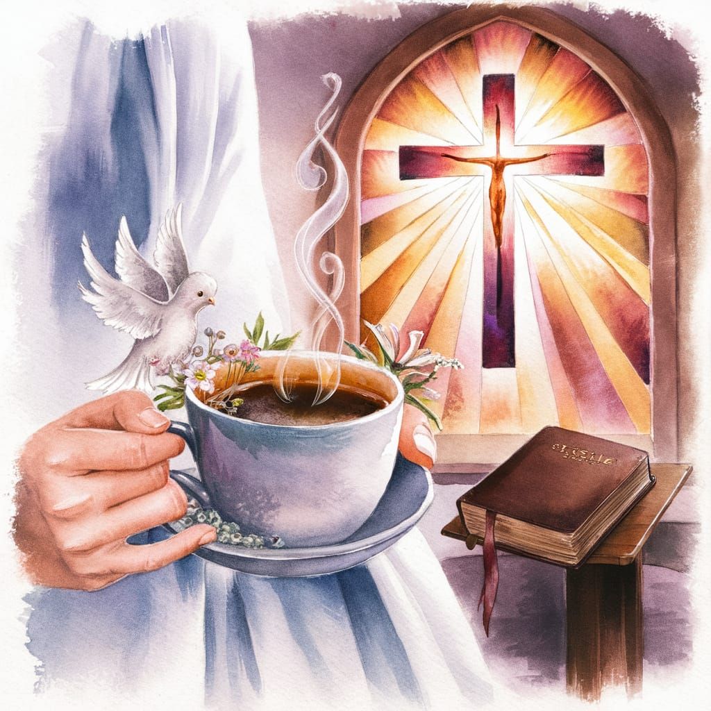 Sunday Morning Blessings: Watercolour Stained Glass Scene