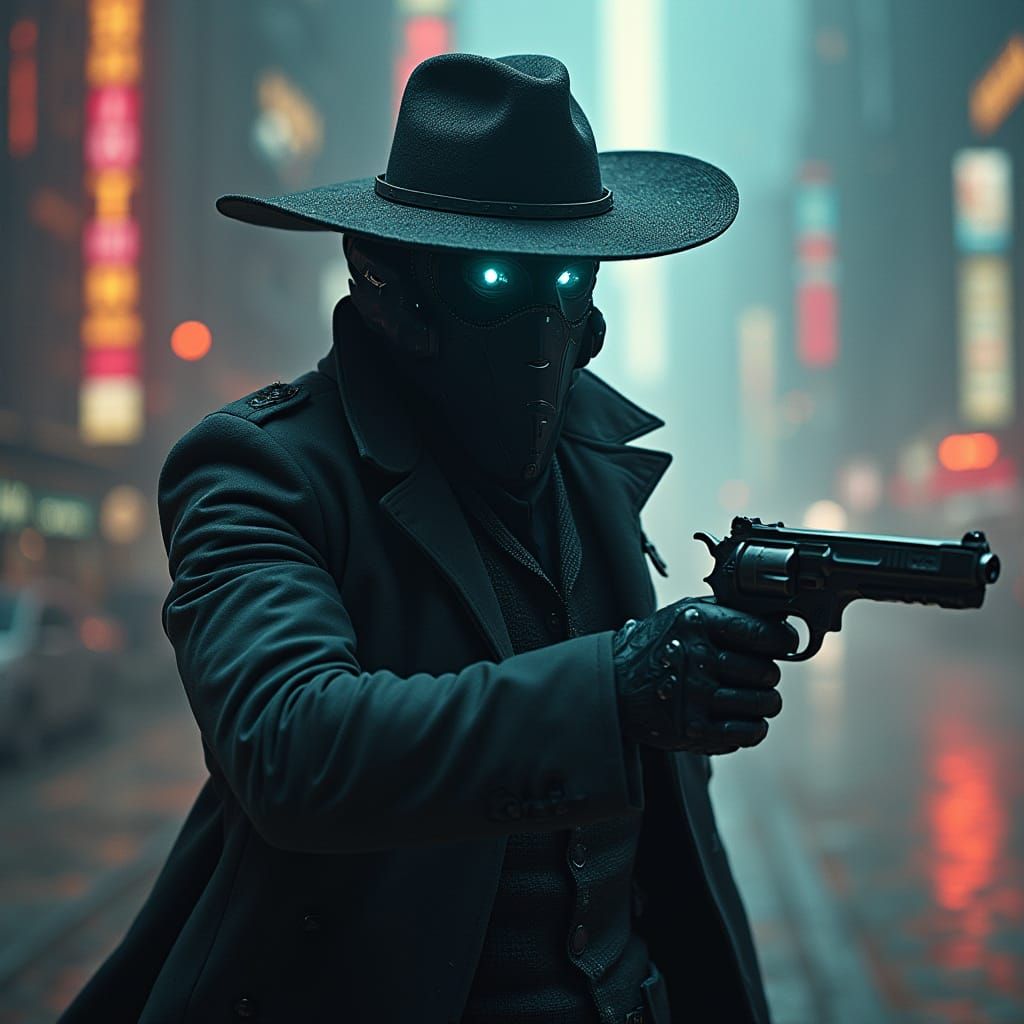 Mysterious Figure Emerges in Futuristic Metropolis in Cyberp...