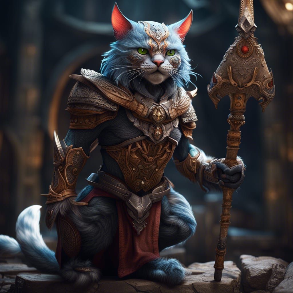 anthropomorphic cat warrior