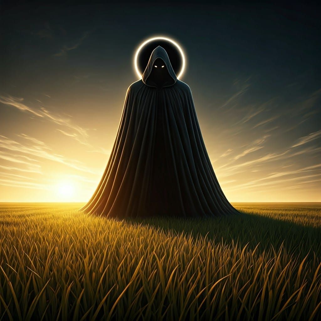 Menacing Figure Shrouded in Darkness Emitting Black Light