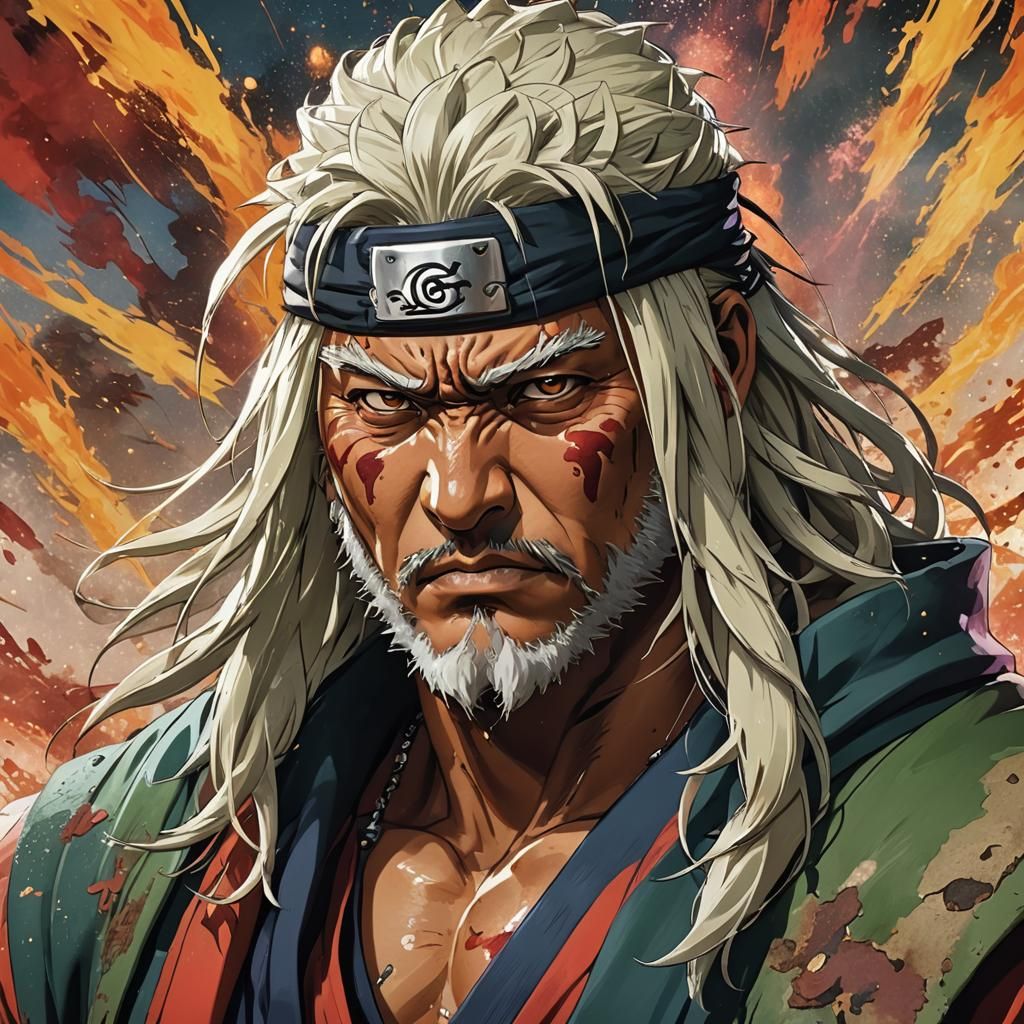 Jiraiya Sage Mode Hyperrealistic Splash Art