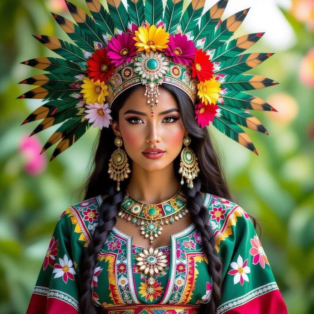 Aztec Warrior Princess with Sci-Fi Japanese Aesthetic