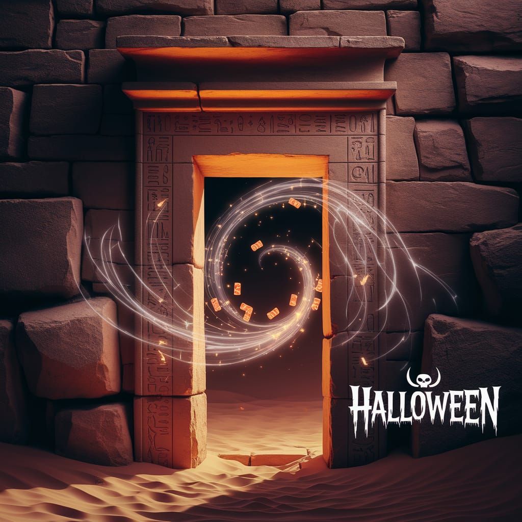 Ancient Egyptian Doorway to Spectral Halloween Celebration