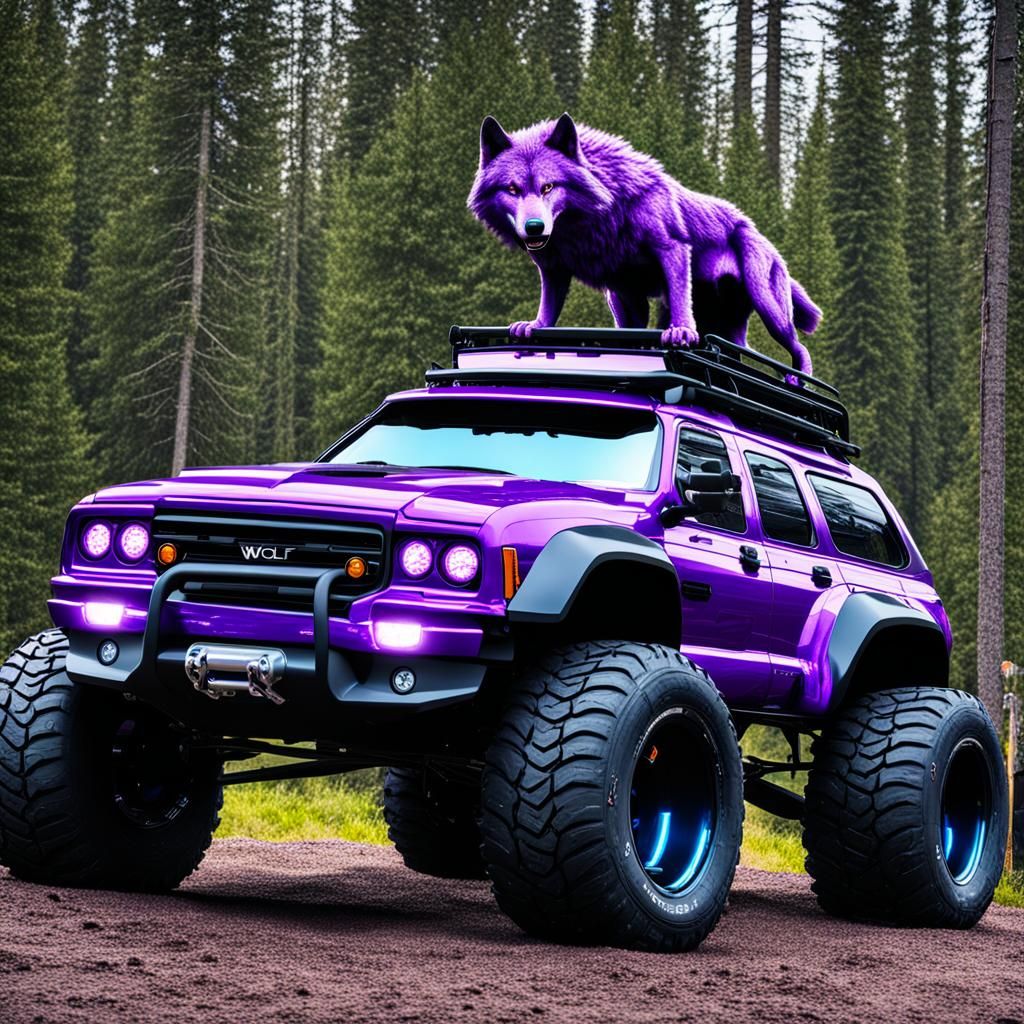 Purple Juggernaut Wolf: AI Generated Surrealism