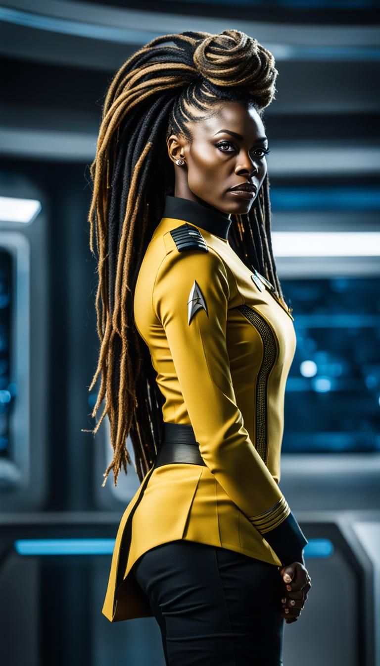 Ebony Star Trek Officer with Dreadlocks