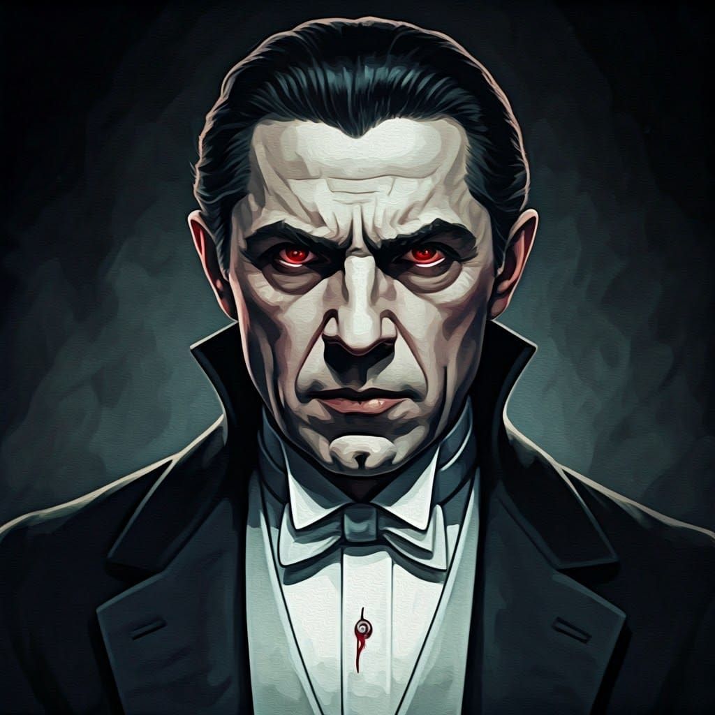 Dracula in Modern Penthouse: Gothic Horror Oil Painting