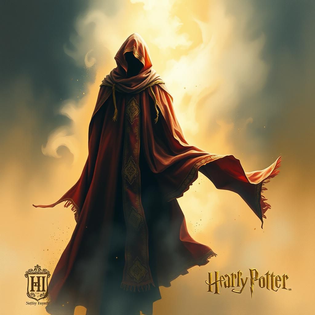 Mystical Cloak Shrouded in Mist, Watercolor and Ink