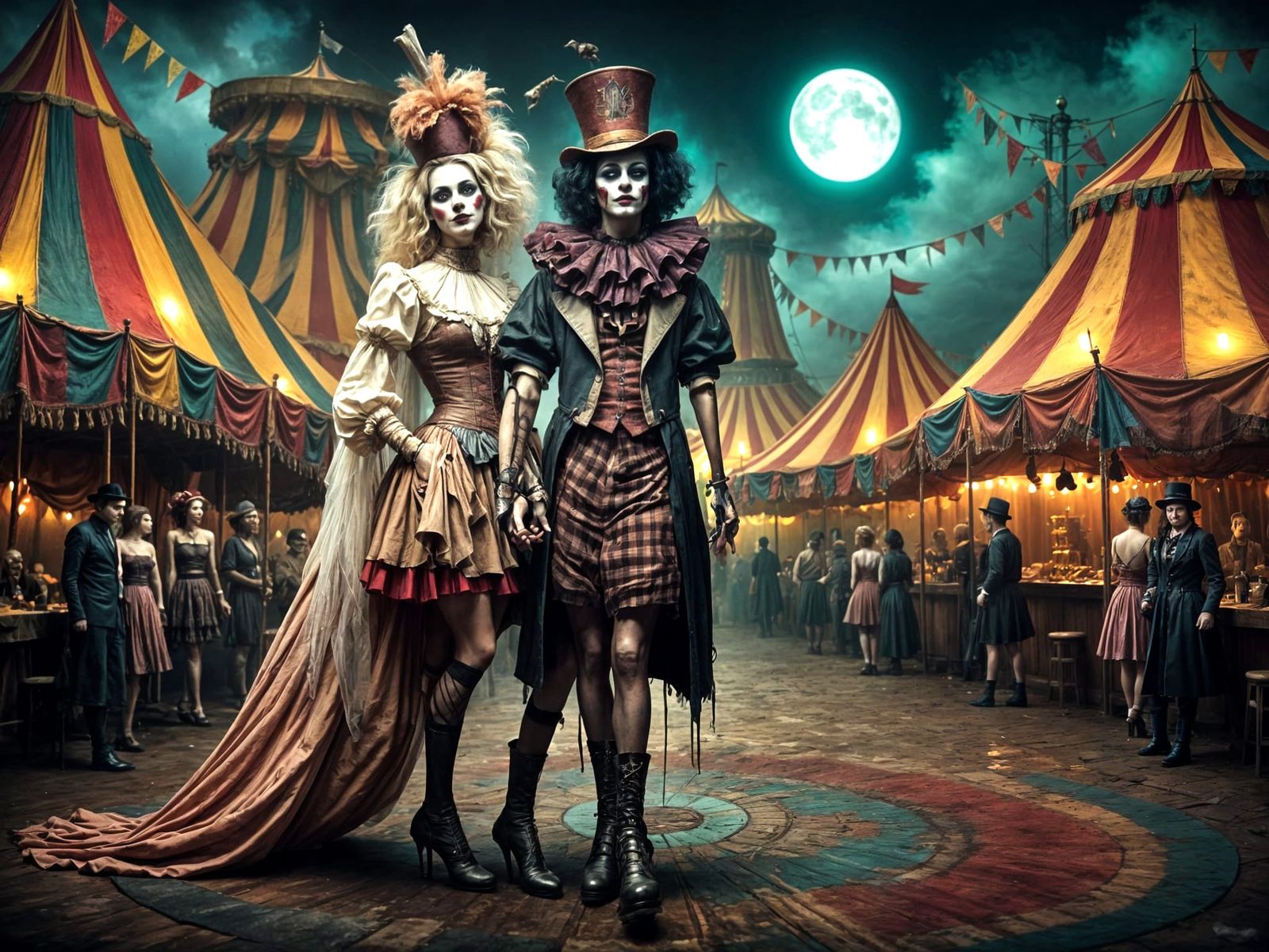 Haunted Carnival in Ghost Town: Dark Fantasy Art