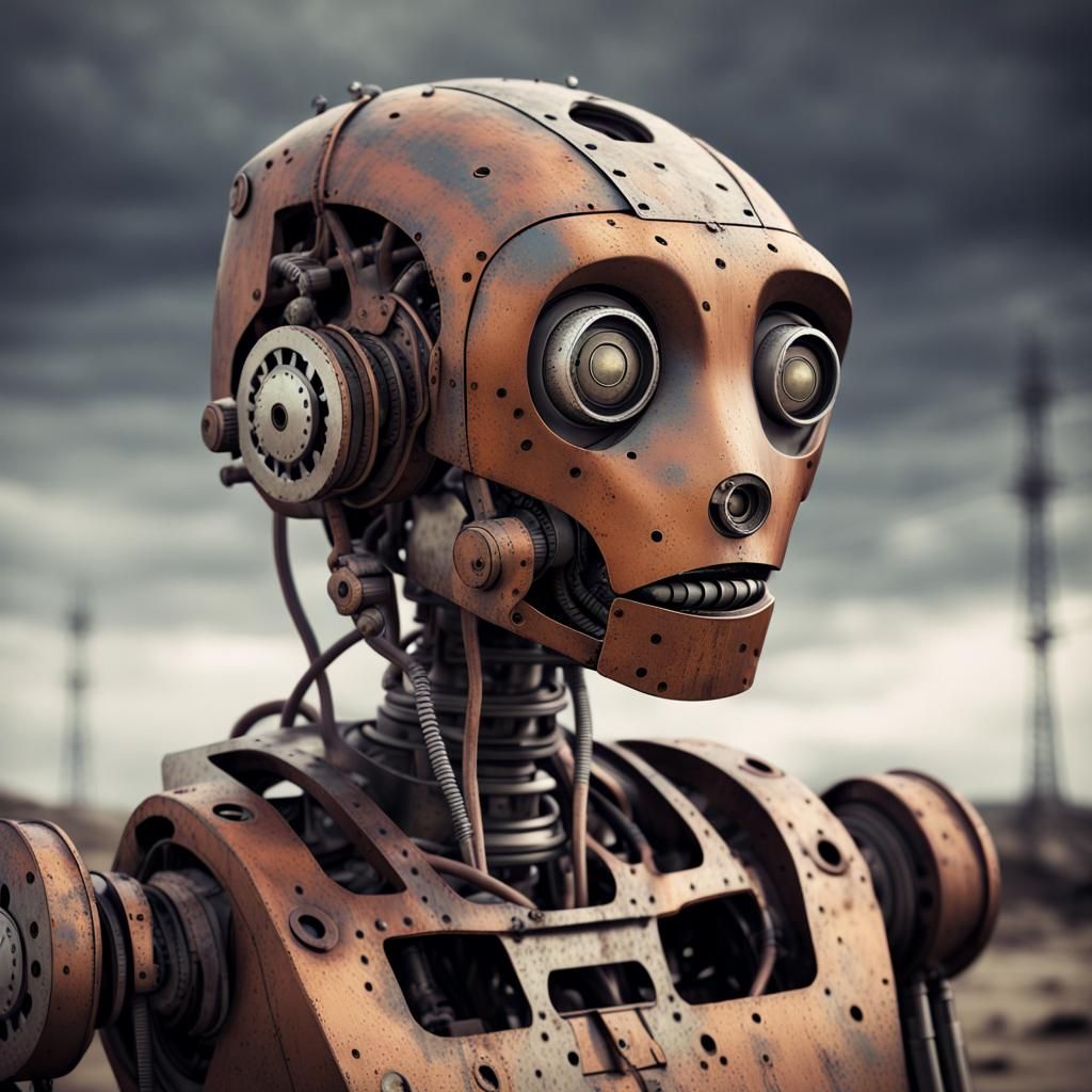 Sad Robot in Post-Apocalyptic Setting