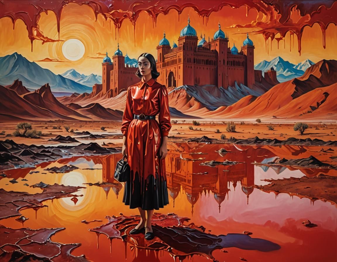 Surreal Desert Dreamscape as Oil Painting