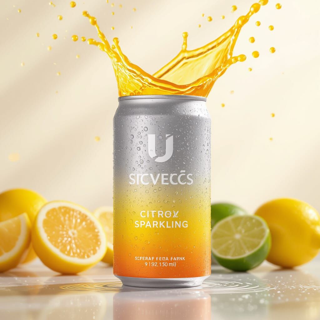Sparkling Citrus Drink Advertisement in Dynamic Splash
