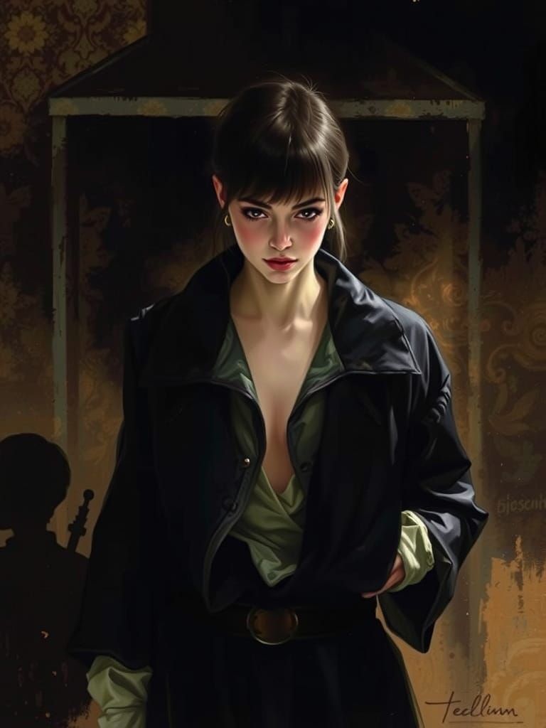 Enigmatic Lady in Golden Light