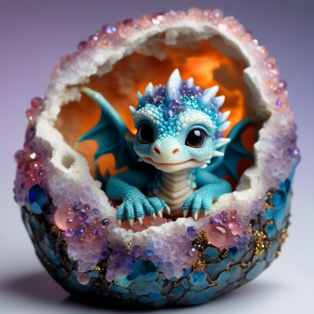 Dragon Hatchling in Geode