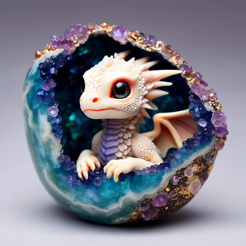 Dragon Hatchling in Geode