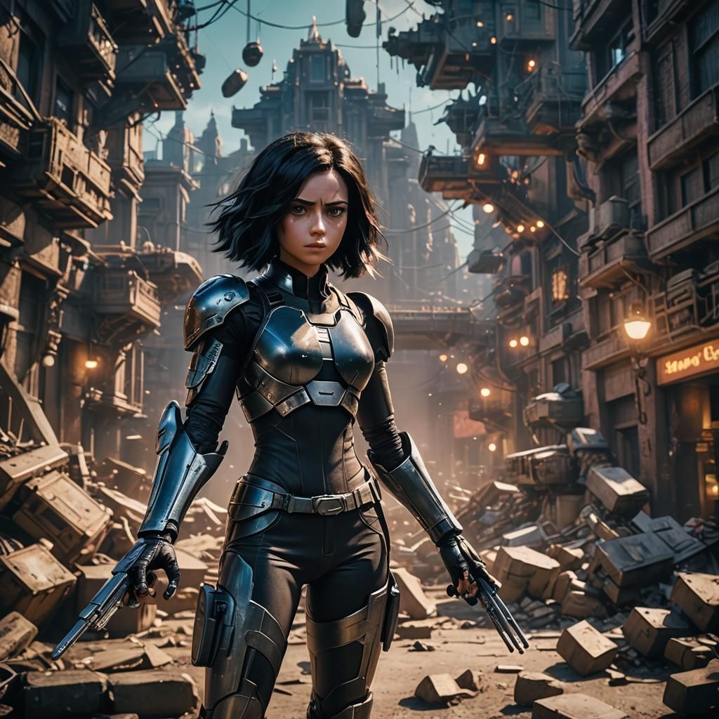 Alita in Disney Style: Cinematic Film Still