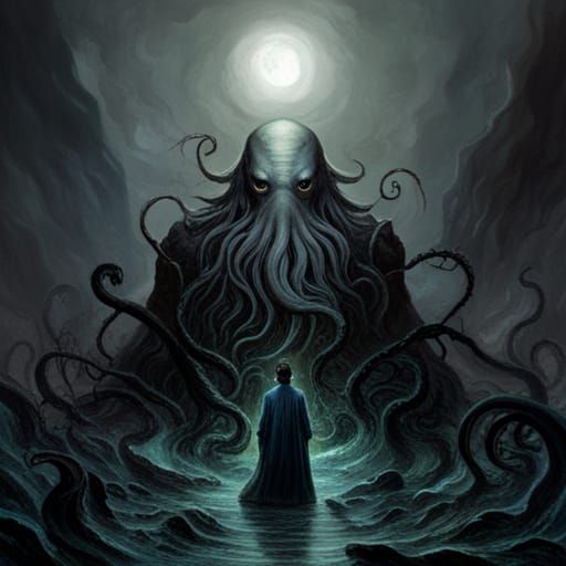 High Gothic Horror Cthulhu God in Doré Style