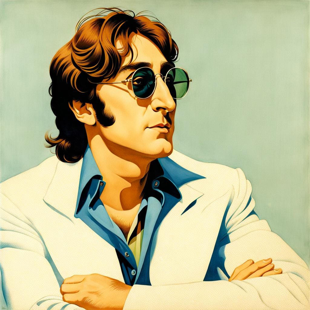 John Lennon as Vargas-Style Pin-Up Portrait