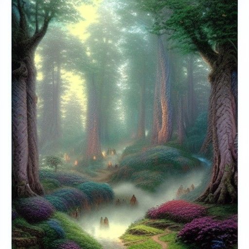 Ethereal Elves in Mirkwood Forest, Fantasy Art
