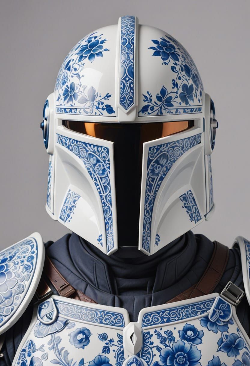 Mandalorian Warrior in Porcelain-Inspired Armor