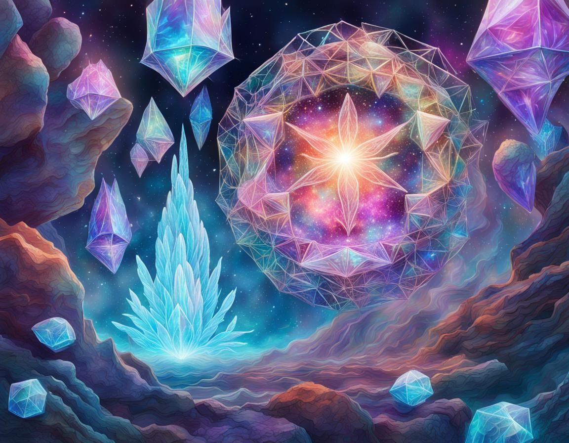 Holographic Cosmic Crystals Illustration in Pablo Amaringo S...