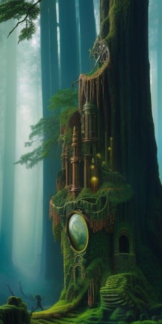 Cyclops in Mystical Forest: Surreal Hyperrealistic Painting