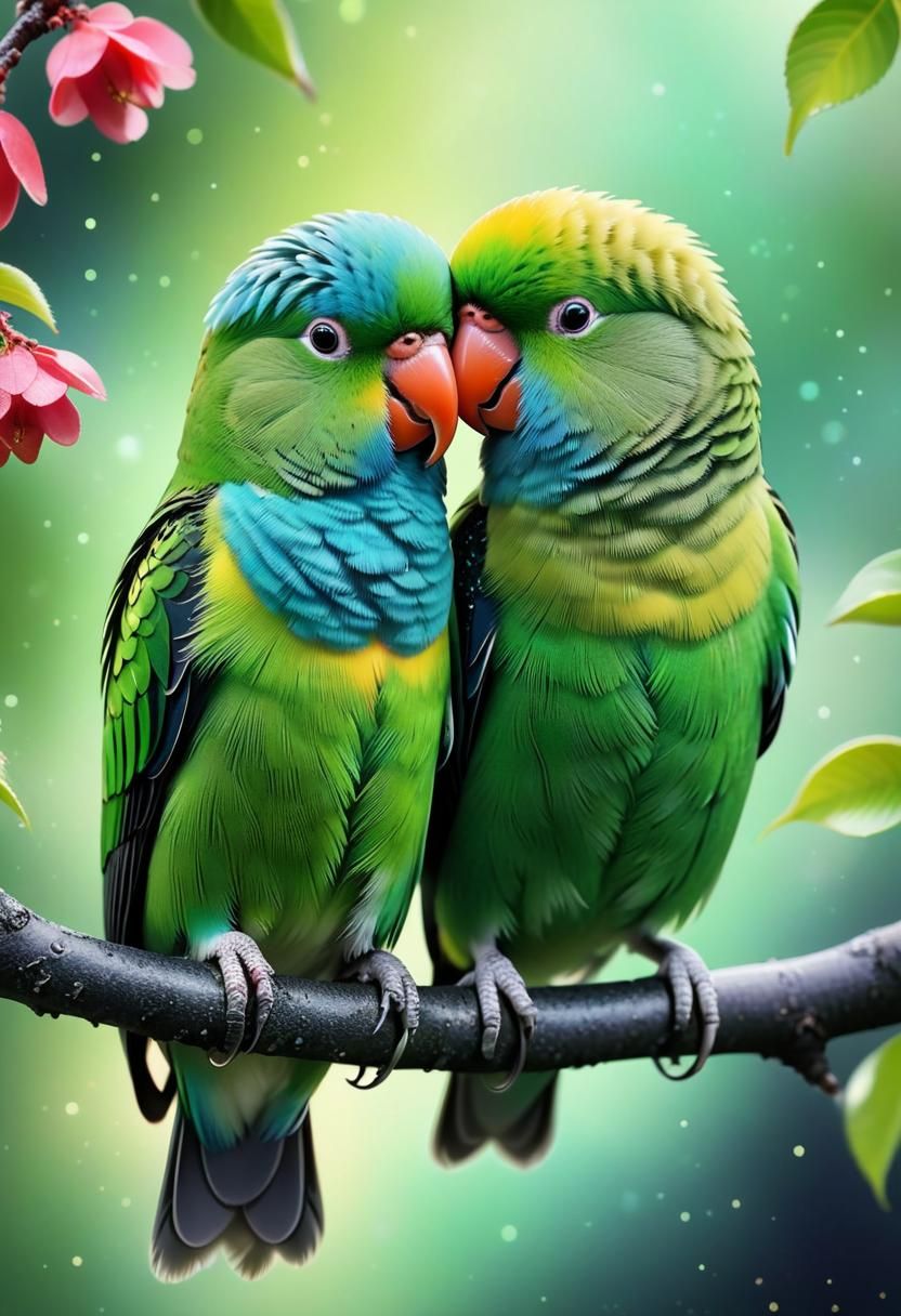 Detailed Green Lovebird Macro Photography