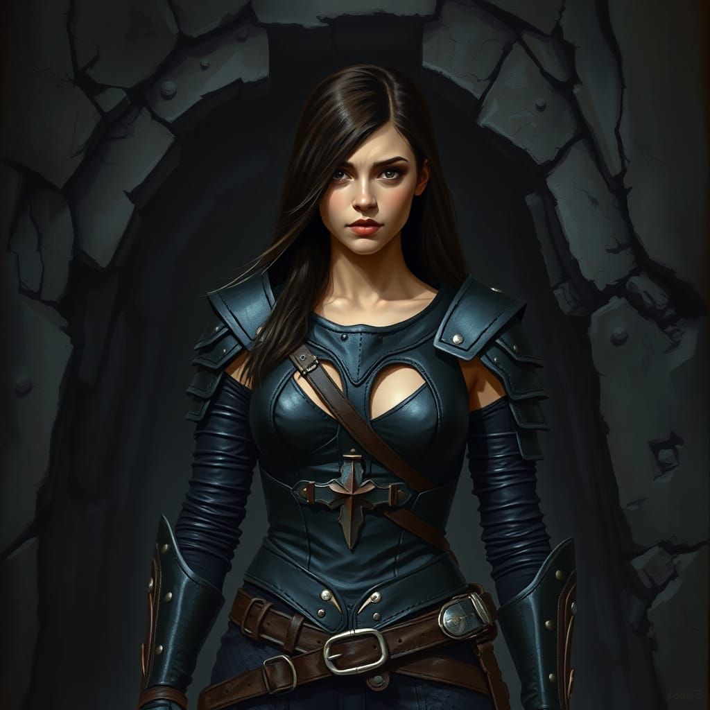 Alizée in Leather Armor in Dark Tomb