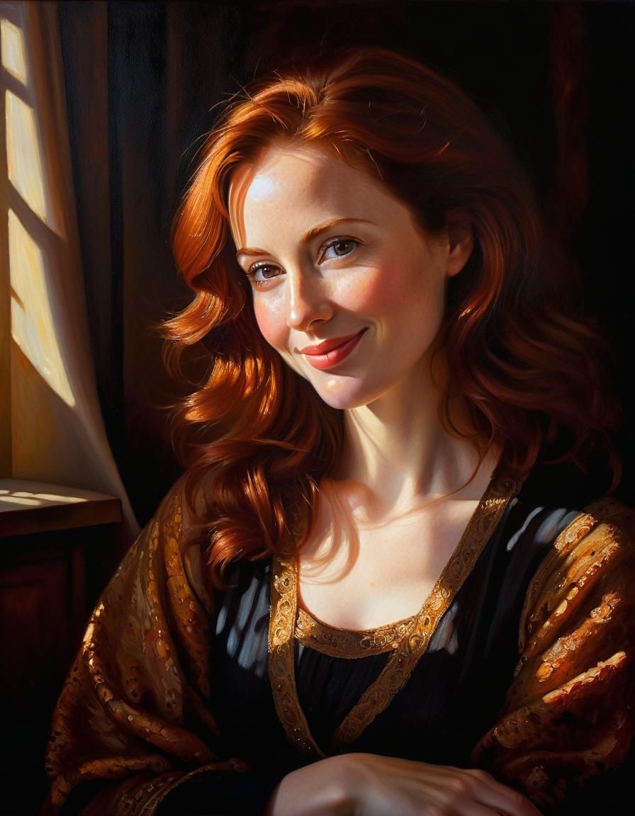 Baroque Portrait of Woman with Auburn Hair