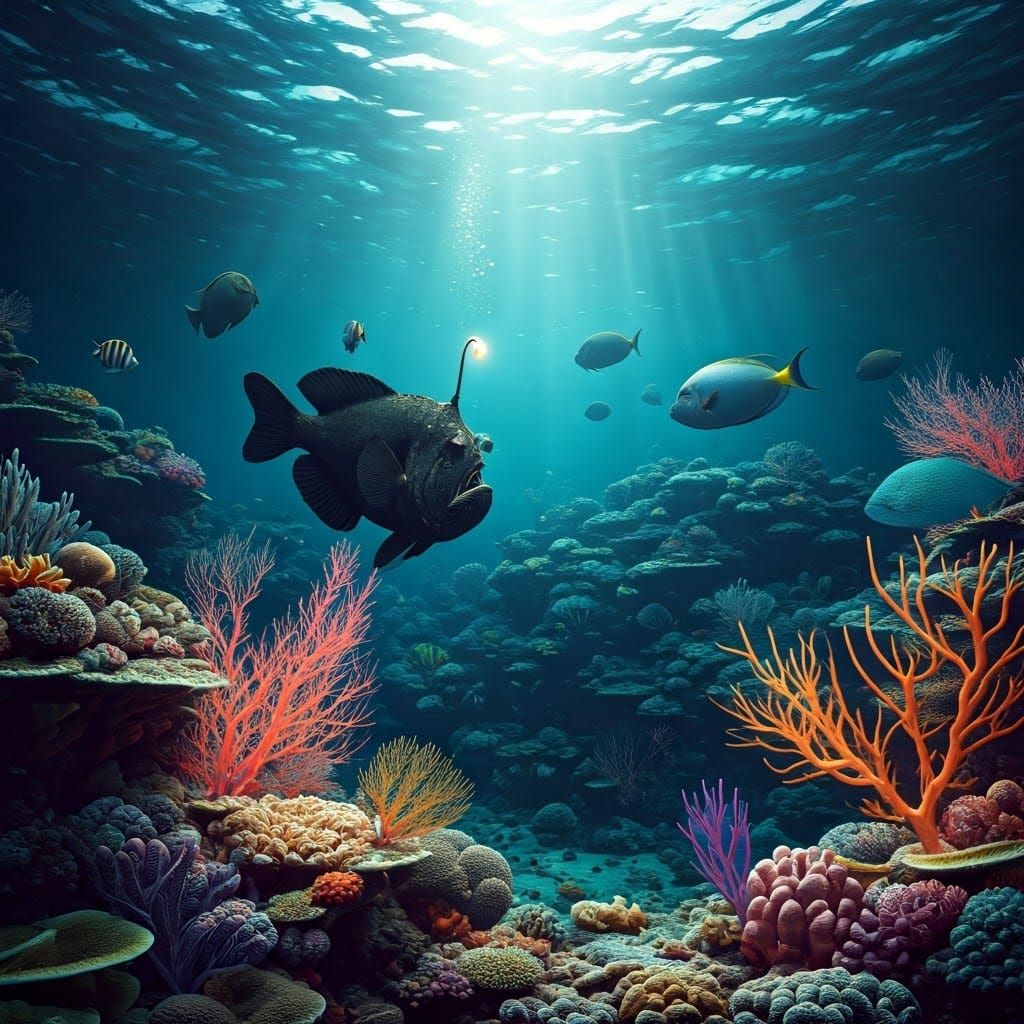 Underwater Ecosystem Thriving 800 Meters Deep