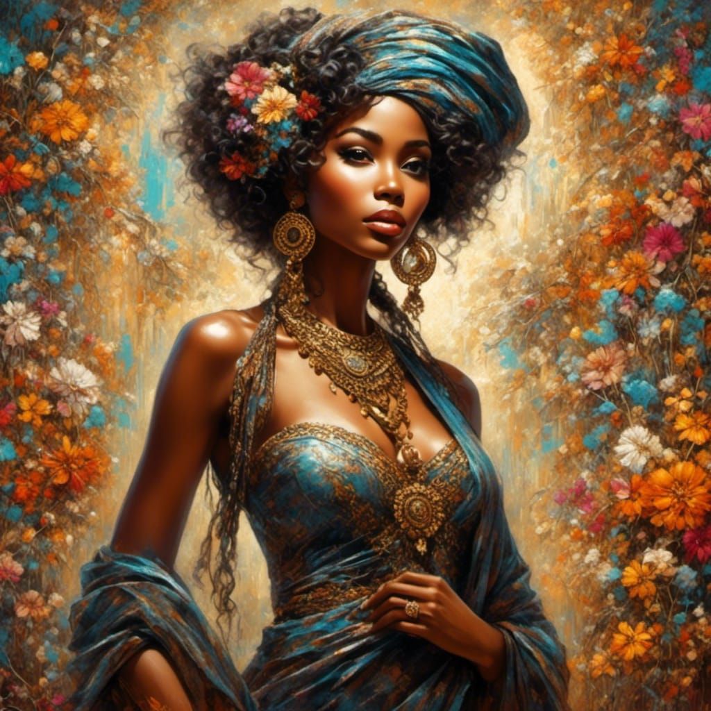 Charming Chalk Art Portrait of an Older Black Woman