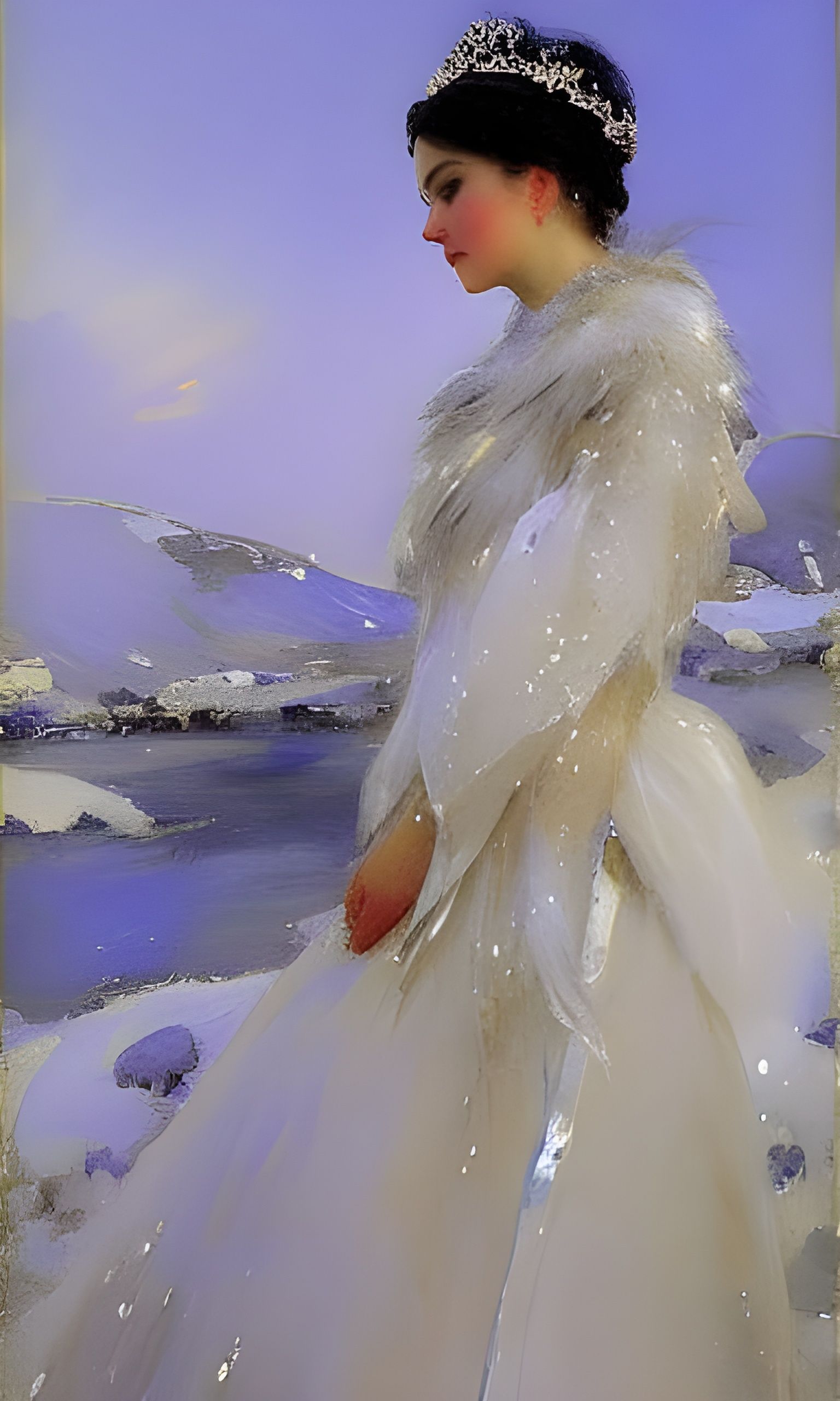 Elegant Snow Queen in Winter Fantasy
