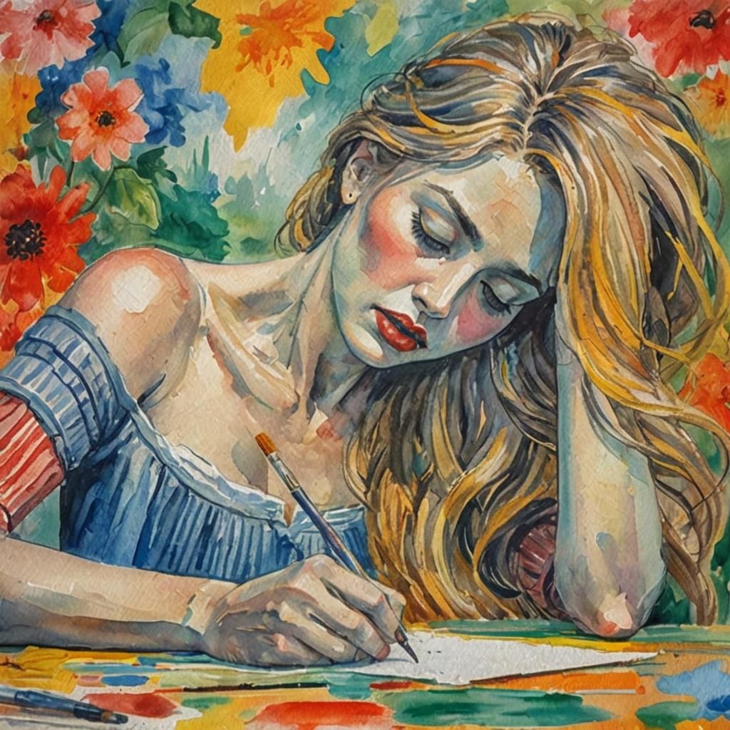 Impressionist Gouache Painting with Thick Brush Strokes